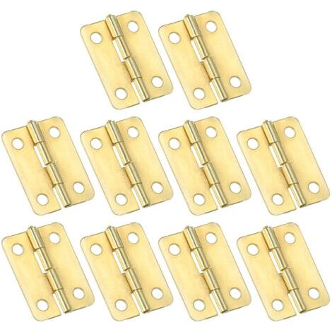 Petites Charnières Bout 24mm, 10 Pcs Mini Charnière avec Vis pour Boîtes à Bijoux en Bois, Portes de Tiroir d'Armoire, Portail, Doré (1/5)