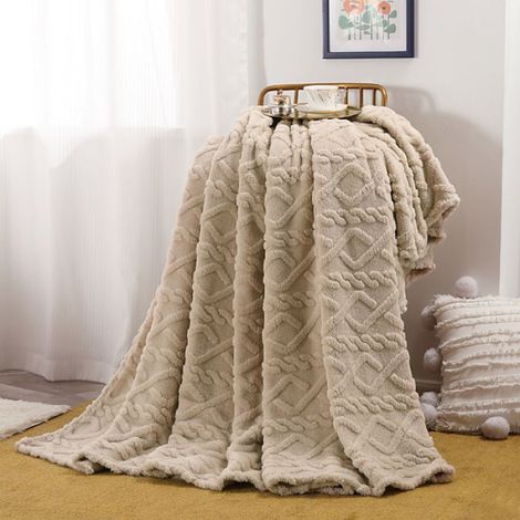 Couverture chaude en peluche lavable en machine pour canapé et lit, couverture pour chambre à coucher, 70x100cm Khaki (1/2)