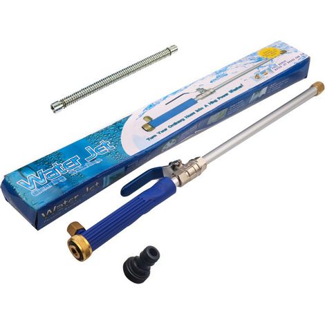 Pistolet de lavage haute pression pour voiture avec rallonge tuyau 2 buses en cuivre raccord universel bleu nettoyage extérieur jardin et véhicule (1/5)