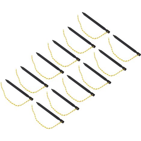 Set mit 12 leichten, dreizackigen Zeltheringen aus Aluminiumlegierung mit Zugschnüren, zum Campen, Wandern, für Hängematten und Markisen (schwarz). (1/5)