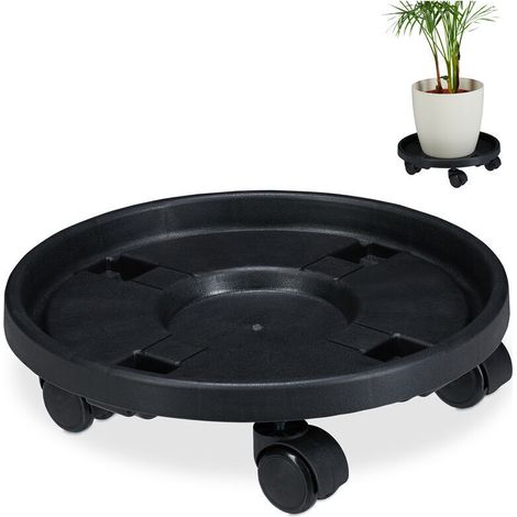 , Plateau à roulettes pour plantes, jeu de 2, d.35,6 cm, support pour fleurs sur roues, intérieur et extérieur (1/5)