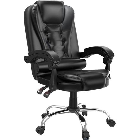 Rattantree - Fauteuil de bureau ergonomique - Hauteur réglable 45-55 cm - dossier inclinable 130° - Assise large 52 cm - Capacité Max 130KG - roulette 360°- Revêtement synthétique PU
