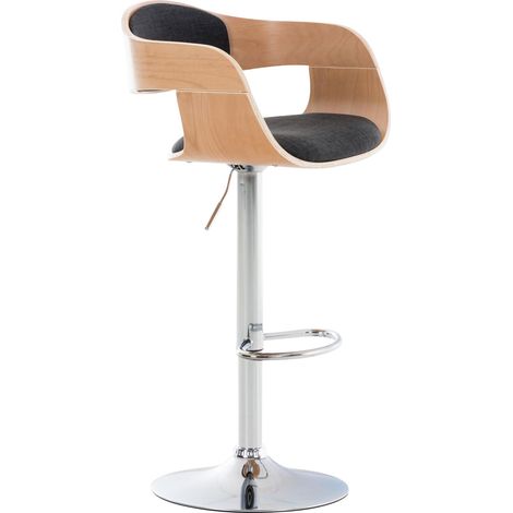 Tabouret de bar x1 design scandinave en tissu gris foncé et structure en bois clair 100005051