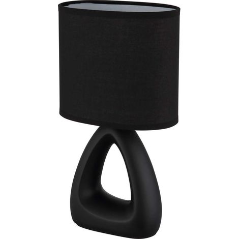 Lampe de table en céramique noire Lampe de chevet Abat-jour textile noir Lampe de chambre à coucher, douille E14, LxlxH 17x10x30 cm