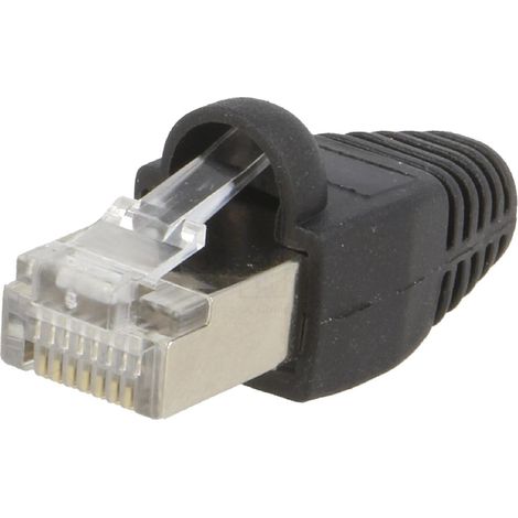 Connecteur RJ45 male Cat.5e avec protection - Noir