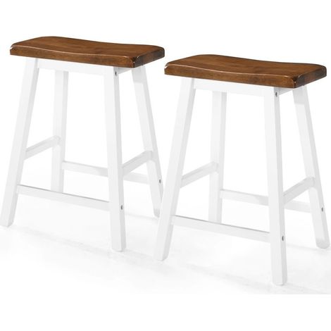Tabouret de bar bois foncé et blanc Libe - Lot de 2 (1/5)
