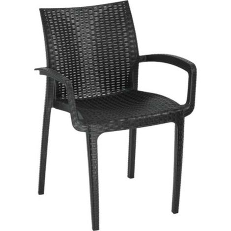SEDIA RATTAN DUKE + BRACCIOLI PROGARDEN - PP ANTRACITE CM 58X52 H.CM 81 - 1 pezzo