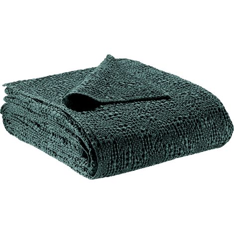 VIVARAISE - Jeté de lit Tana en coton 100% - Couleur Prusse - 180 x 260 cm