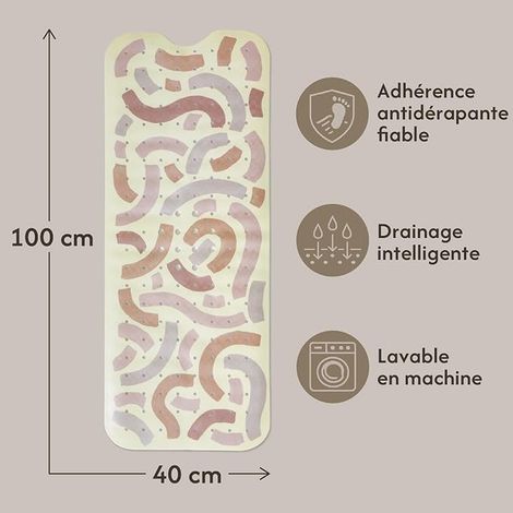 Tapis de Bain Bébé Antidérapant 100x40 cm Motifs Arcs Doux (1/5)
