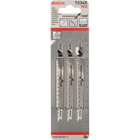 Bosch 3x Stichsägeblatt T 234 X Progressor for Wood - 2608633523