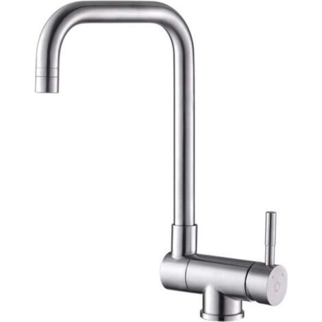 Folding kitchen faucet with 360° swivel spout, folding sink faucet in brass and stainless steel