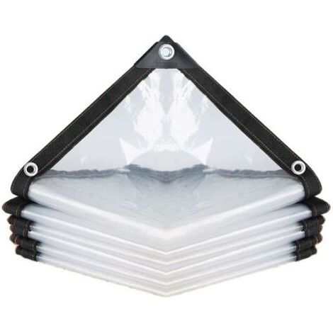 Bâche imperméable Transparente avec œillets-pour Meubles de Jardin-Utilisable en extérieur-Imperméable à la Pluie-Isolation des Plantes-Résistant à la poussière-avec Cordon de Serrage 2 x 3 m (1/4)