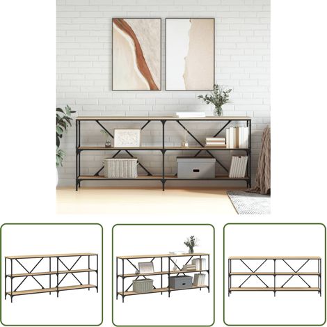 The Living Store Konsolentisch Sonoma-Eiche 180x30x75 cm Holzwerkstoff und Eisen - Konsolentisch - Flurtisch - Wohnzimmertisch - Eiche - Sonoma-Eiche (1/5)