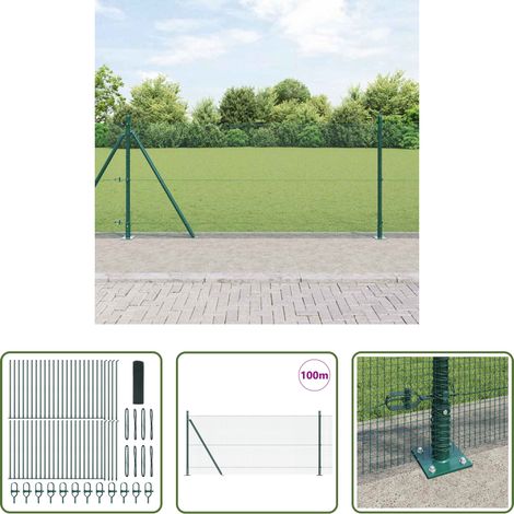 vidaXL Clôture moderne - Poteau de clôture. Vert 100 x 0,8 m (treillis de 12 x 12 mm) (1/5)