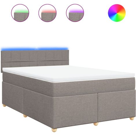 Maison Exclusive - Sommier à lattes de lit avec matelas Taupe 160x200 cm Tissu (1/5)