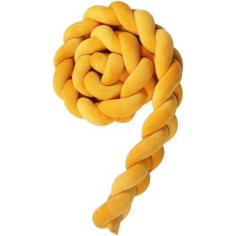 3M Tour de Lit Coussin Serpent Coussin Tressé Pare-chocs Velours Protection Bébé- Jaune