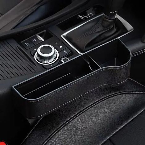 (Noir Droit) Organisateur de siège auto, boîte de rangement pour fente, compartiment pour portefeuille et téléphone, accessoires auto (1/5)
