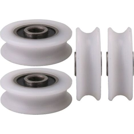 poulies en nylon à gorge en U blanches, 4 x 20 x 6,5-7,4 mm de diamètre intérieur, pour porte coulissante