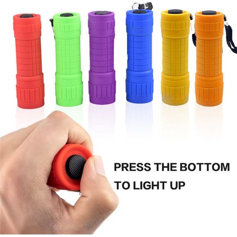 Lot de 5 lampes de poche fluorescentes à LED COB pour enfants, lampes de poche portables et pratiques pour les fêtes, la randonnée, le camping, en 5 couleurs (1/4)