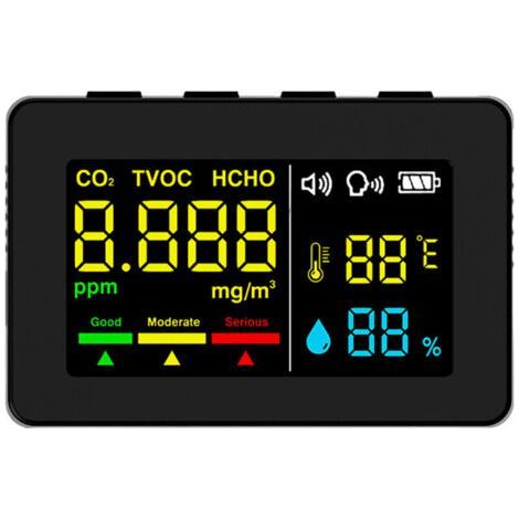 Elektrochemischer Formaldehyd-Sensor, HCHO TVOC CO2-Luftqualitätsdetektor, hochpräziser Temperatur- und Feuchtigkeitstester, Sprachalarmfunktion,