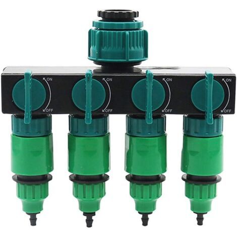 Répartiteur de Robinet d'eau à 4 Voies avec connecteurs Rapides, Adaptateur de Tuyau d'arrosage de Jardin 1"3/4" 1/2"(Type1) (1/5)