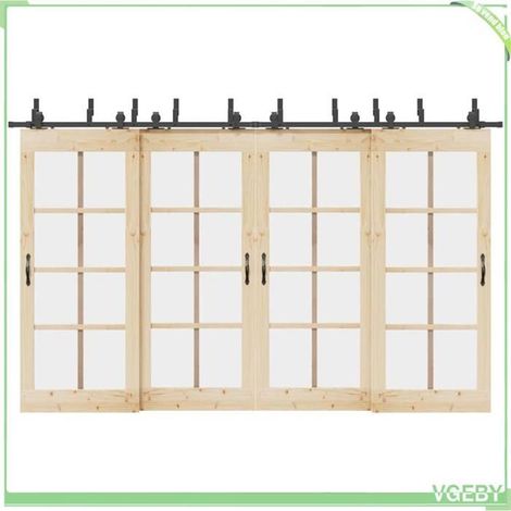 Kit de quincaillerie de porte coulissante - FAF7291712426476 - Rail 366 cm - Charge 80 kg - Noir (1/5)