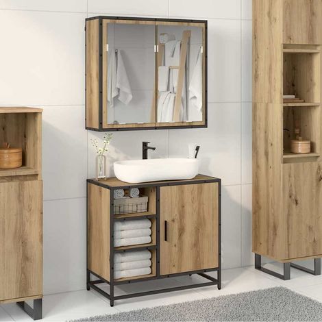 Bathroom Furniture Set 2 pcs Artisan Oak Engineered Wood vidaXL (1/5)