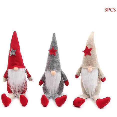 3er-Set Weihnachtsmann-Plüschfiguren mit langer Mütze (schwedischer Weihnachtswichtel) für Puppen, handgefertigte Elfenfiguren, Weihnachtsdekoration für Zuhause und Partys