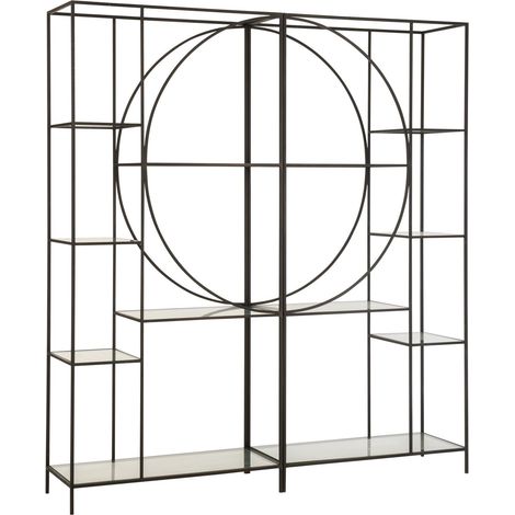 Grande étagère acier verre 2 parties 180x40x201cm (1/5)