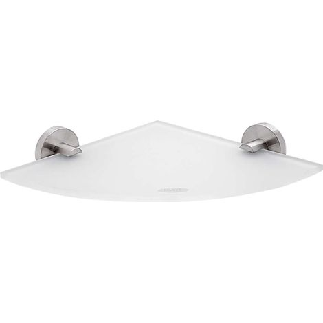 Nimco Unix - Estante esquinero, 25 cm, cristal esmerilado/acero inoxidable tallado UNM 13091RB-10