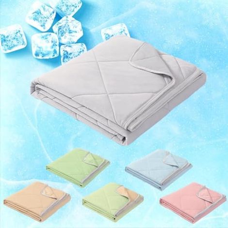 Cooling Sleep Couette rafraîchissante lit - Été légère, anti-transpiration, respirante pour dormir (gris, 150x200cm) (1/5)