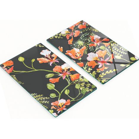 Tableros de vidrio duraderos y elegantes con estampado de flores ex贸ticas 2x30x52 cm