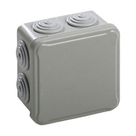 Boîte de dérivation vide 88x88x52mm IP54 – Plastique auto-extinguible – Montage mural/plafond – 7 entrées pour câbles