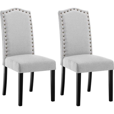 WOLTU Sillas de Comedor Set de 2 Sillas Cocina Asiento Acolchado Tapizado en Lino Estructura de Madera Sillón Gris Oscuro D (1/5)