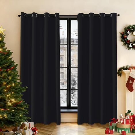 Lot De 2 Rideau, 140x180cm, Occultant Polyester, Thermique Isolant, Imperméable Extérieur, Salon Chambre