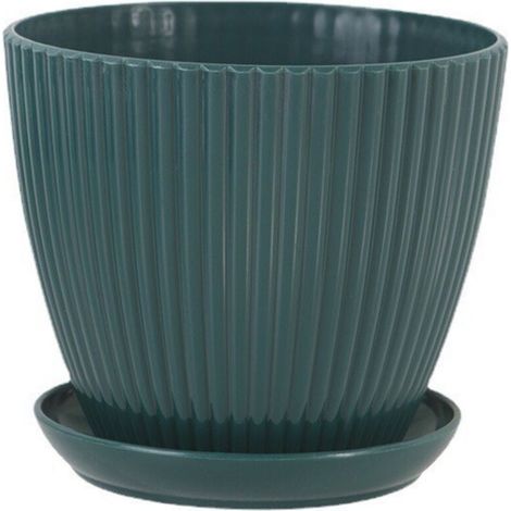 Pots de fleurs d'intérieur de 15 cm avec trous de drainage et soucoupe au fond pots de fleurs décoratifs modernes (Vert jungle, 5 pièces).
