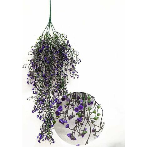 One plus one 2pcs artificiels Suspendus Fleur Plante Faux rotin Saule Fleur de Vigne Maison Jardin décoration Murale Artificielle Suspendue Plante Fleur  (Blue Purple)