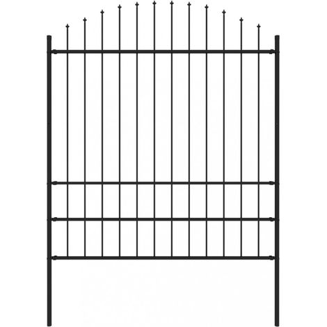 vidaXL Garden Fence with Spear Top Steel 181x200 cm Black (1/5)