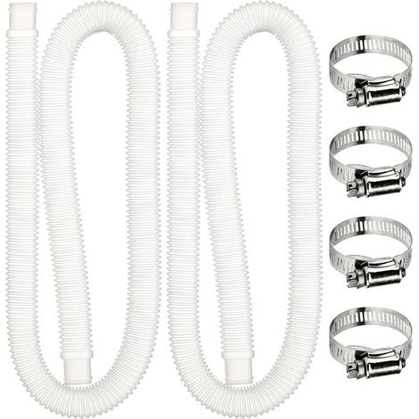 2 Pcs Tuyau de Rechange pour Piscine Hors Sol Tuyau de Remplacement de Piscine avec 4 colliers de serrage en métal,tuyau de filtre de piscine pour piscines hors sol (1/5)