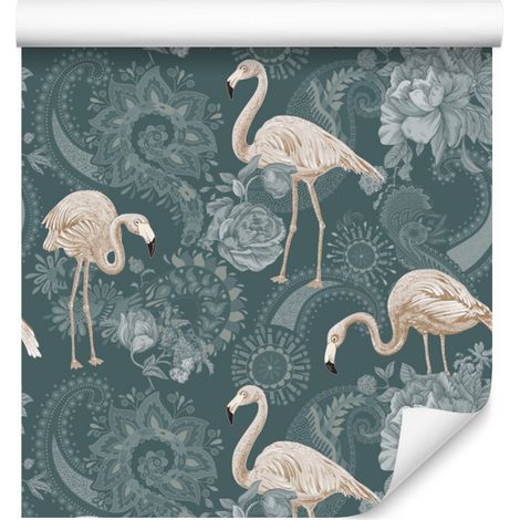 Papel pintado de flamencos para salón y dormitorio, 50x1000 cm. (1/5)