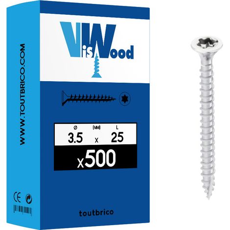 500 vis agglo 3.5x25mm fraisée Tx zingué Viswood (1/2)
