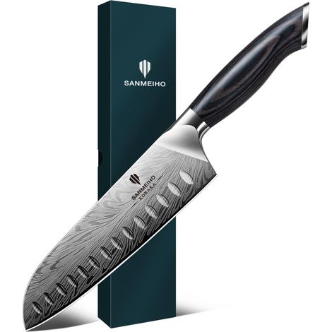 Couteau Santoku Japonais 18cm Acier en Poudre, Couteau de Cuisine (1/5)
