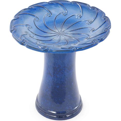 Bain d'oiseaux sur pied en céramique verte Ø43 cm (1/5)
