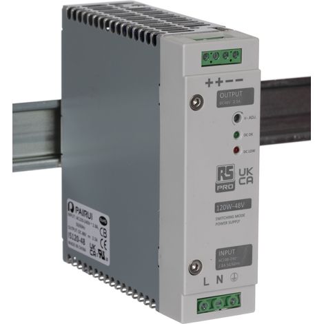 Alimentation pour rail DIN RS PRO, 48V c.c. 2.5A, 230V c.a., 120W ( Prix pour 1 ) (1/3)