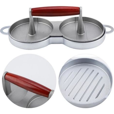 Moule Presse A Hamburger - Double Presse Antiadhésif En Alliage D'aluminium - Pour Boeuf Poulet Dinde Porc - Diamètre 12 Cm - 1 Pièce (1/4)