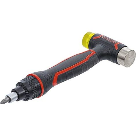 KRAFTMANN BGS DIY 20800 MARTEAU À TÊTE VARIABLE AVEC POIGNÉE ROTATIVE À CLIQUET POUR EMBOUTS COMMUTABLES 3 EN 1