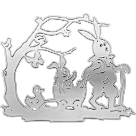 Stanzschablone für Osterhasenbäume aus Metall, ideal zum Basteln von Scrapbooking-Alben, Papierkarten und zum Prägen von Dekorationen.
