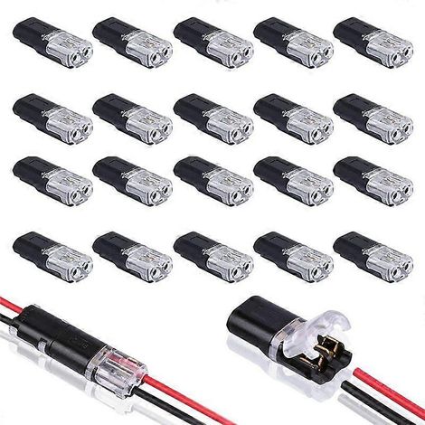 Connecteur enfichable à double fil 20 pièces, verrou de sécurité, 2 broches 2 voies, pour câblage électrique (1/5)