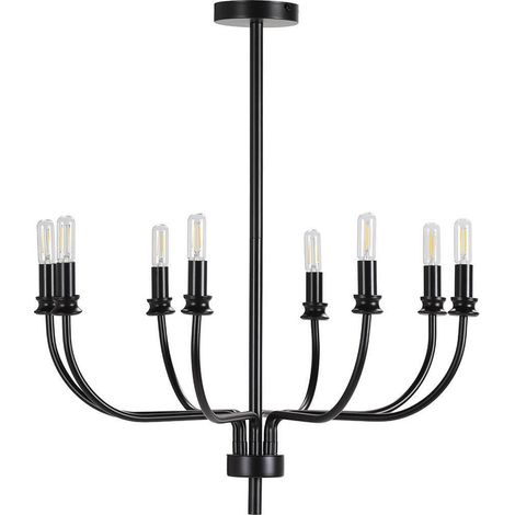 Suspension chandelier métal noir sans abat jour - noir (1/3)