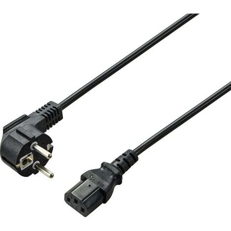 Câble d’alimentation IEC C13 à angle droit 0,75 m noir – Prise mâle coudée + fiche secteur C13 – Référence C634872 (1/3)
